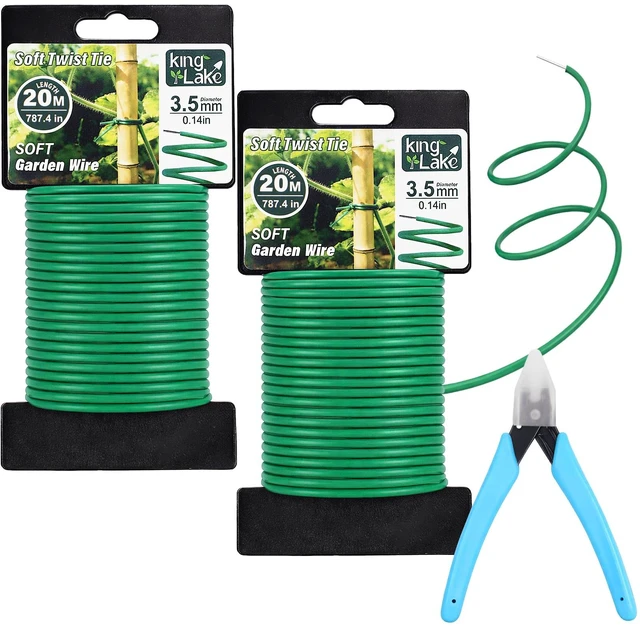 Main image of Green Garden Wire with Pliers - 132 Feet 3.5mm Garden Ties Soft Plant Twist Ties Plant Wire for Climbing Plants Tomatoes Support Vines Vegetables Flowers Indoor & Outdoor Gardening Training