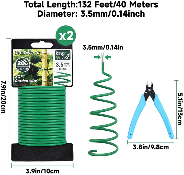 Alt view image 2 of 7 - Green Garden Wire with Pliers - 132 Feet 3.5mm Garden Ties Soft Plant Twist Ties Plant Wire for Climbing Plants Tomatoes Support Vines Vegetables Flowers Indoor & Outdoor Gardening Training
