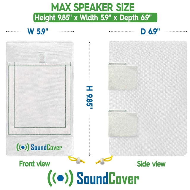 Alt view image 2 of 6 - Two White Waterproof 600D Outdoor Speaker Covers for C-Bracket Mounted Speakers Fits Yamaha NS-AW194, Polk Audio Atrium 4, Herdio 4 (Max Dimensions: H 9.85" x W 5.9" x D 6.9")
