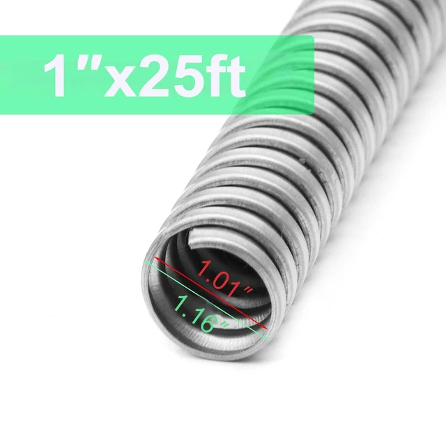 Alt view image 2 of 6 - 1 Inch 25 FT Flexible Reduced Wall Electrical Conduit, Iron Galvanized Cable Sleeve Tube for Home Low Voltage Cable Management, Wiring and Protection