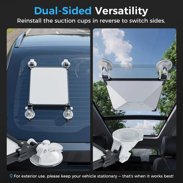 Alt view image 3 of 7 - Starlink Mini Car Mount Suction Cup Holder for Sunroof & Window Dual-Sided Versatility, 4 Metal Sided Frame with Strong Vacuum Base, Starlink Mini Accessories for RV, Boat, Truck