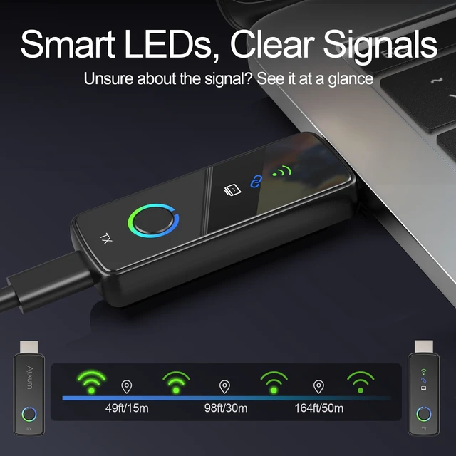 Alt view image 3 of 7 - 2026 Upgraded Wireless HDMI Transmitter and Receiver, 165ft/50m Plug & Play, 4K Decode 1080P@60Hz Output with LED Indicator, 5G/2.4G for Laptop/PC/Camera to TV/Monitor/Projector