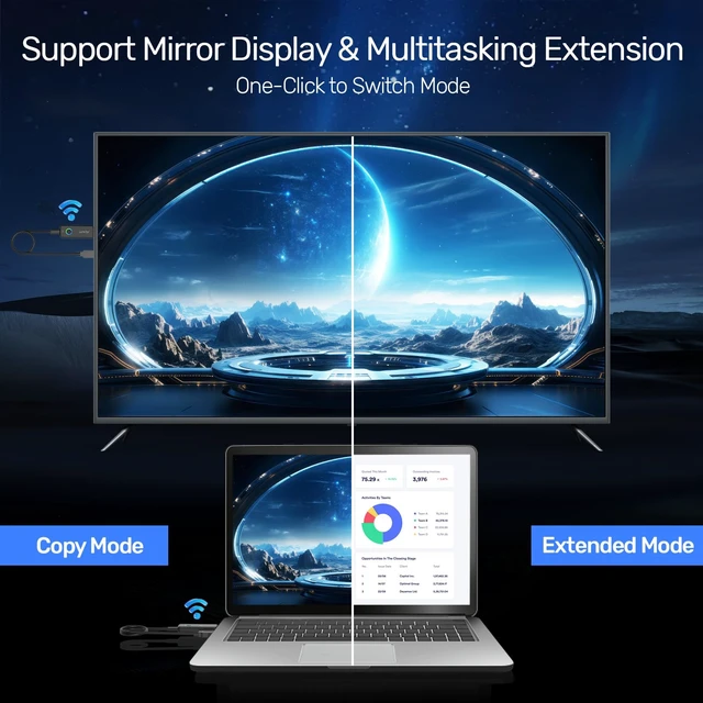 Alt view image 6 of 7 - 2026 Upgraded Wireless HDMI Transmitter and Receiver, 165ft/50m Plug & Play, 4K Decode 1080P@60Hz Output with LED Indicator, 5G/2.4G for Laptop/PC/Camera to TV/Monitor/Projector