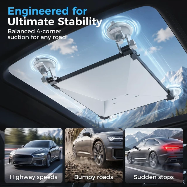 Alt view image 5 of 7 - Starlink Mini Car Mount Suction Cup Holder for Sunroof & Window Dual-Sided Versatility, 4 Metal Sided Frame with Strong Vacuum Base, Starlink Mini Accessories for RV, Boat, Truck