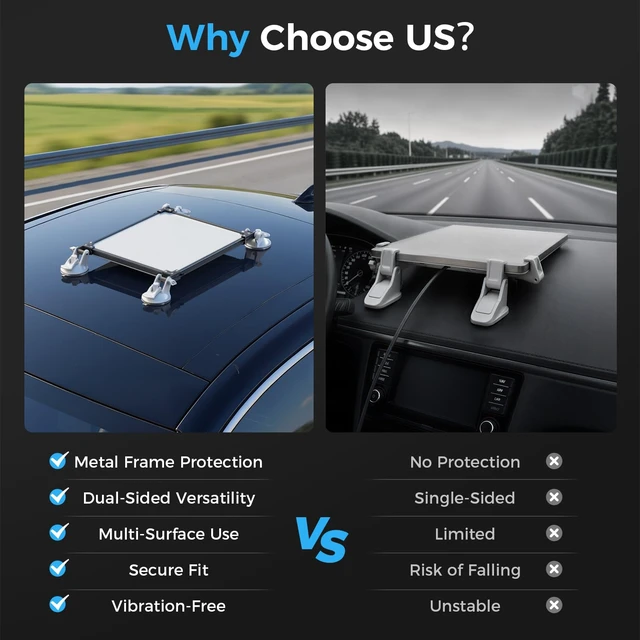 Alt view image 6 of 7 - Starlink Mini Car Mount Suction Cup Holder for Sunroof & Window Dual-Sided Versatility, 4 Metal Sided Frame with Strong Vacuum Base, Starlink Mini Accessories for RV, Boat, Truck