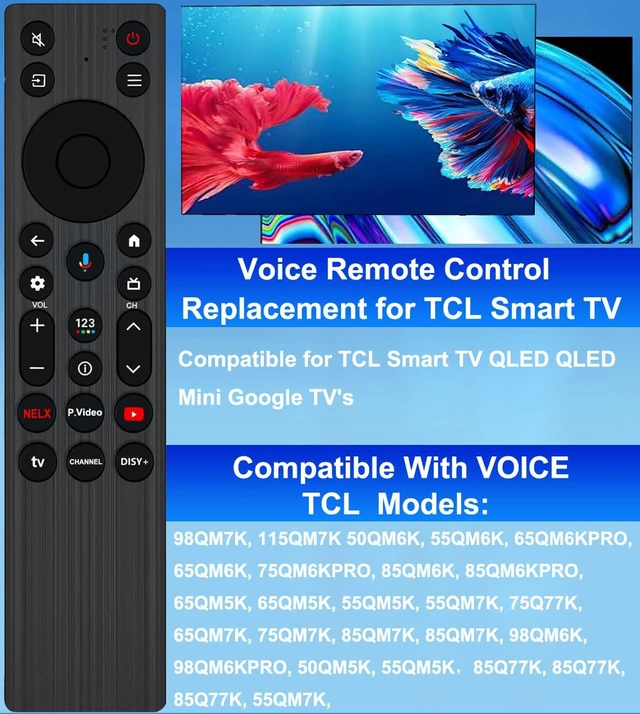 Alt view image 4 of 7 - Voice Replacement Remote Control for TCL TV, Compatible with TCL QM5K/ QM6k/ QM7K LED QLED HDR QD-Mini 4K Google Smart TVs