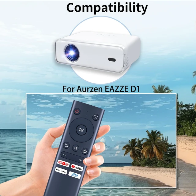 Alt view image 2 of 7 - Replacement Remote Control Compatible with Aurzen EAZZE D1 Smart Projector, Portable Outdoor Mini Projector Remote