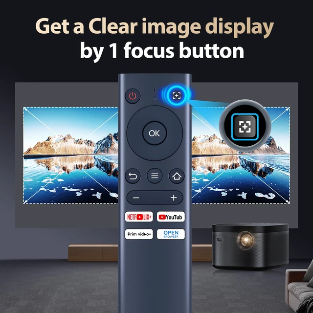 Alt view image 3 of 7 - Replacement Remote Control Compatible with Aurzen EAZZE D1 Smart Projector, Portable Outdoor Mini Projector Remote