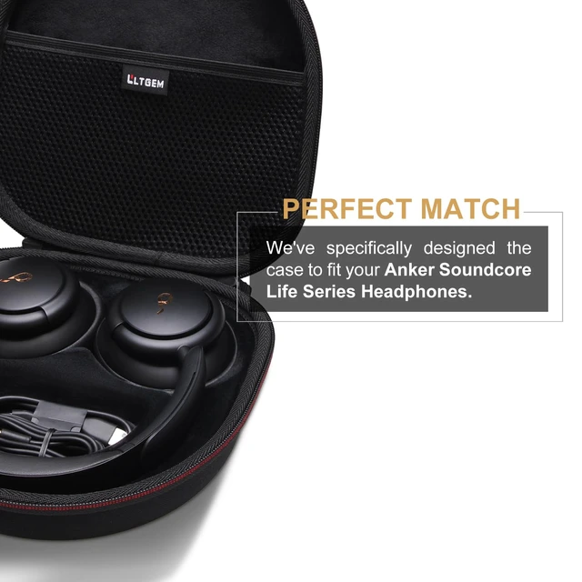 Alt view image 3 of 7 - LTGEM Case Compatible with Anker Soundcore Life Q20i/Q20/Q30, Black Fits Soundcore Life Q45 Hybrid Active Noise Cancelling Headphones