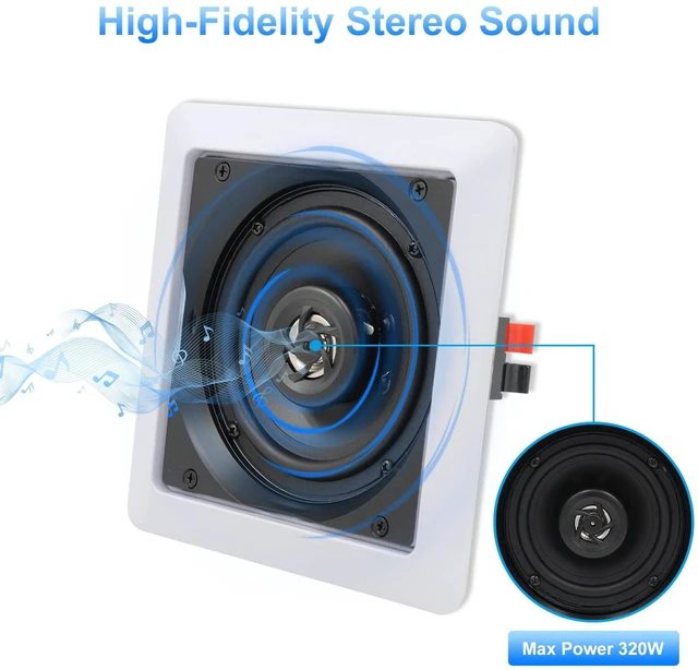 Alt view image 3 of 7 - Bluetooth Ceiling Speakers, 320W 5.25 Inch Flush Mount in Wall Speakers Surround Sound System, Perfect for Home Theater, TV, Bathroom, White, 2 Pairs