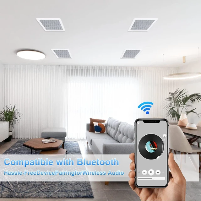 Alt view image 2 of 7 - Bluetooth Ceiling Speakers, 320W 5.25 Inch Flush Mount in Wall Speakers Surround Sound System, Perfect for Home Theater, TV, Bathroom, White, 2 Pairs