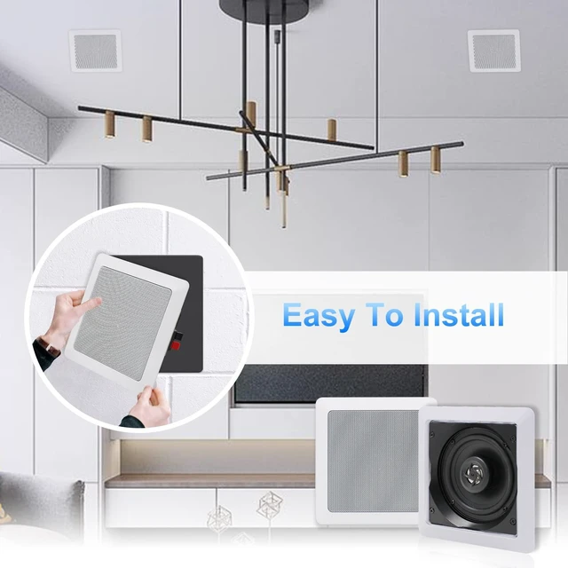 Alt view image 4 of 7 - Bluetooth Ceiling Speakers, 320W 5.25 Inch Flush Mount in Wall Speakers Surround Sound System, Perfect for Home Theater, TV, Bathroom, White, 2 Pairs