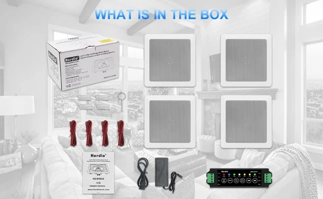Alt view image 7 of 7 - Bluetooth Ceiling Speakers, 320W 5.25 Inch Flush Mount in Wall Speakers Surround Sound System, Perfect for Home Theater, TV, Bathroom, White, 2 Pairs