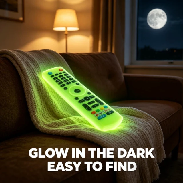 Alt view image 3 of 5 - Silicone Remote Case for VSeeBox V3 Pro/V5 Pro/V3 Plus, Glow in Dark Green Compatible with V3/V5/V1 Max/Elite/Max Remote Control,Shockproof, Washable, Anti-Slip Cover, with Lanyard