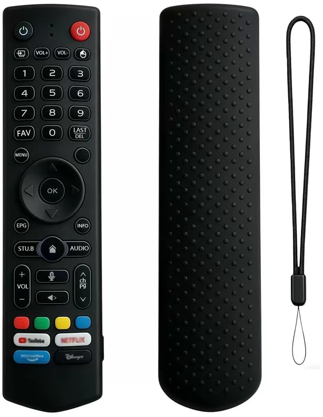 Main image of Silicone Remote Case for VSeeBox V3 Pro/V5 Pro/V3 Plus, Black Compatible with V3/V5/V1 Max/Elite/Max Remote Control,Shockproof, Washable, Anti-Slip Cover, with Lanyard