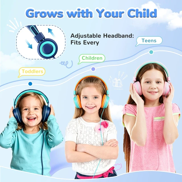 Alt view image 7 of 7 - 5 Pack Kids USB C Wired Headphones Bulk for Classroom School