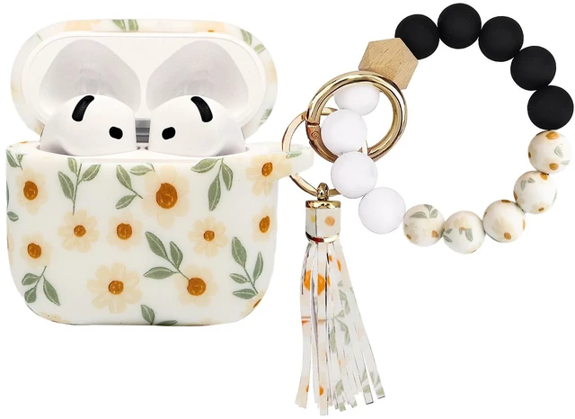 Main image of Case Compatible with AirPods 4/5 Case,Soft Silicone Cover with Bracelet Lanyard and Keychain, Cute Wireless Charging Protective Case for Apple AirPods 4th,5th (Small Flowers)