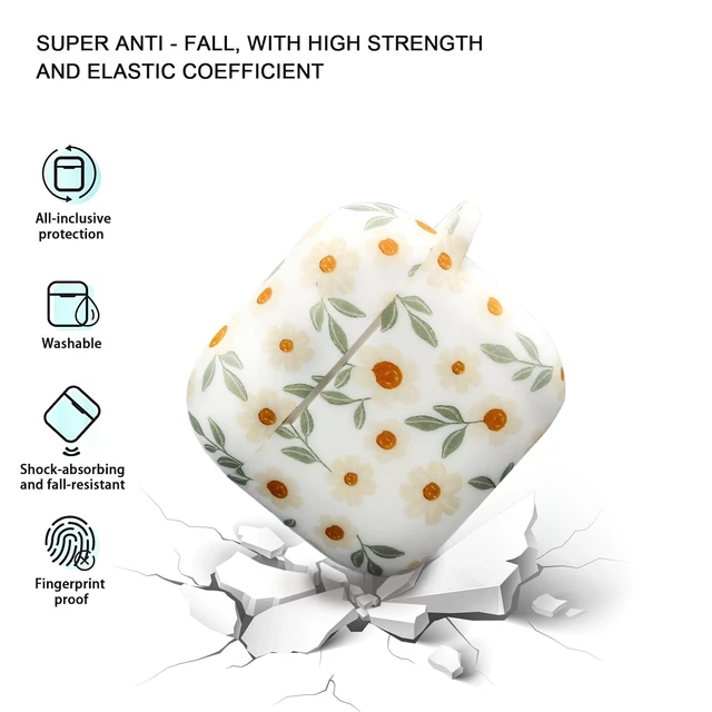 Alt view image 2 of 7 - Case Compatible with AirPods 4/5 Case,Soft Silicone Cover with Bracelet Lanyard and Keychain, Cute Wireless Charging Protective Case for Apple AirPods 4th,5th (Small Flowers)