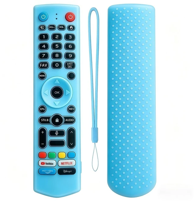 Main image of Silicone Remote Case for VSeeBox V3 Pro/V5 Pro/V3 Plus, Glow in Dark Blue Compatible with V3/V5/V1 Max/Elite/Max Remote Control,Shockproof, Washable, Anti-Slip Cover, with Lanyard