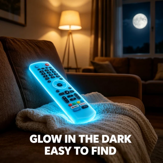 Alt view image 2 of 5 - Silicone Remote Case for VSeeBox V3 Pro/V5 Pro/V3 Plus, Glow in Dark Blue Compatible with V3/V5/V1 Max/Elite/Max Remote Control,Shockproof, Washable, Anti-Slip Cover, with Lanyard