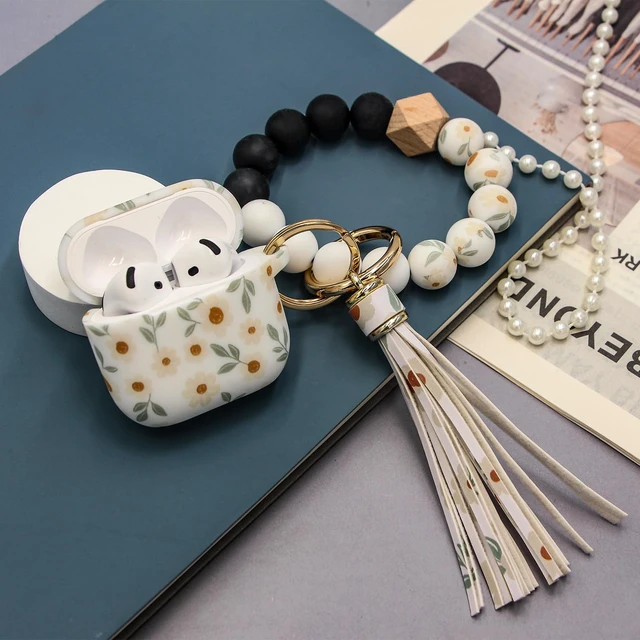 Alt view image 6 of 7 - Case Compatible with AirPods 4/5 Case,Soft Silicone Cover with Bracelet Lanyard and Keychain, Cute Wireless Charging Protective Case for Apple AirPods 4th,5th (Small Flowers)