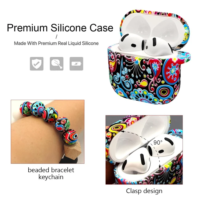 Alt view image 3 of 7 - Case Compatible with AirPods 4/5 Case,Soft Silicone Cover with Bracelet Lanyard and Keychain, Cute Wireless Charging Protective Case for Apple AirPods 4th,5th for Women and Men (Jellyfish)
