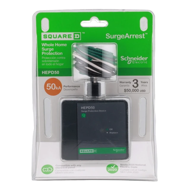 Alt view image 7 of 7 - HEPD50 Surge protection device, HEPD, 50kA, 120/240 V, 1 phase, 3 wire, SPD type 1, UL Listed