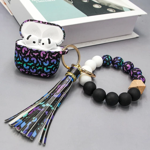 Alt view image 7 of 7 - Case Compatible with AirPods 4/5 Case,Soft Silicone Cover with Bracelet Lanyard and Keychain, Cute Wireless Charging Protective Case for Apple AirPods 4th,5th for Women and Men (Colourful)