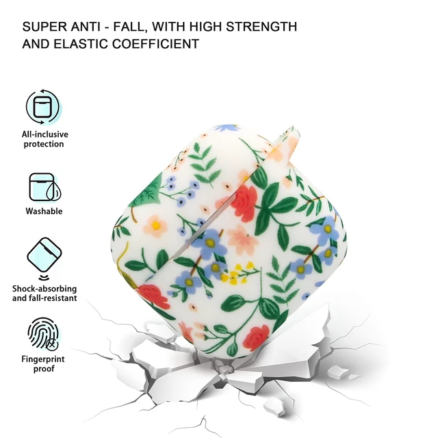 Alt view image 2 of 7 - Case Compatible with AirPods 4/5 Case,Soft Silicone Cover with Bracelet Lanyard and Keychain, Cute Wireless Charging Protective Case for Apple AirPods 4th,5th for Women and Men (Flower)
