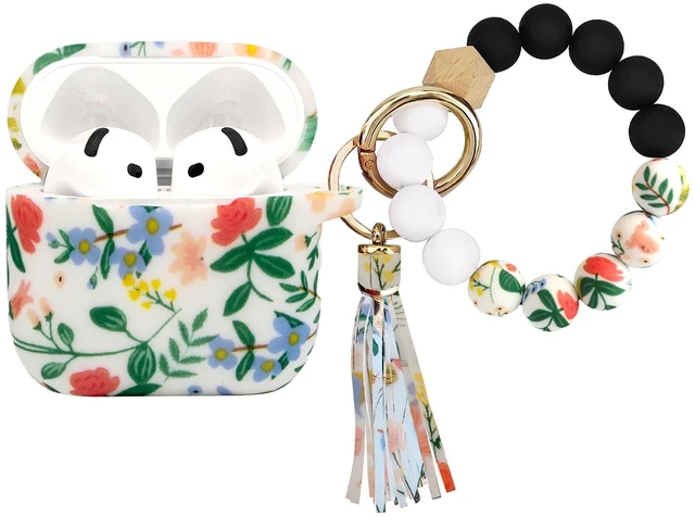 Main image of Case Compatible with AirPods 4/5 Case,Soft Silicone Cover with Bracelet Lanyard and Keychain, Cute Wireless Charging Protective Case for Apple AirPods 4th,5th for Women and Men (Flower)