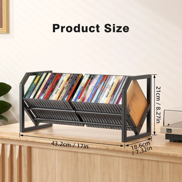 Alt view image 2 of 7 - CD Storage Metal Display Shelf, CD Holder Rack with Adjustable Divider, Store up to 40 CDs for Non-slip Feet, Modern for Music Collection Enthusiasts Home Organization and Decor