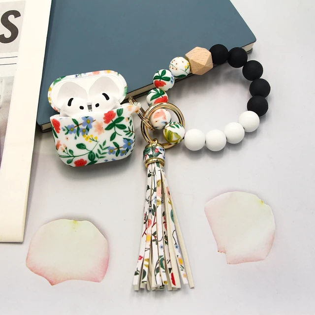 Alt view image 5 of 7 - Case Compatible with AirPods 4/5 Case,Soft Silicone Cover with Bracelet Lanyard and Keychain, Cute Wireless Charging Protective Case for Apple AirPods 4th,5th for Women and Men (Flower)