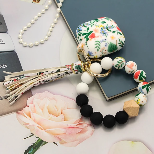 Alt view image 7 of 7 - Case Compatible with AirPods 4/5 Case,Soft Silicone Cover with Bracelet Lanyard and Keychain, Cute Wireless Charging Protective Case for Apple AirPods 4th,5th for Women and Men (Flower)