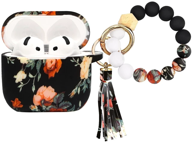 Main image of Case Compatible with AirPods 4/5 Case,Soft Silicone Cover with Bracelet Lanyard and Keychain, Cute Wireless Charging Protective Case for Apple AirPods 4th,5th(Vintage Rose)