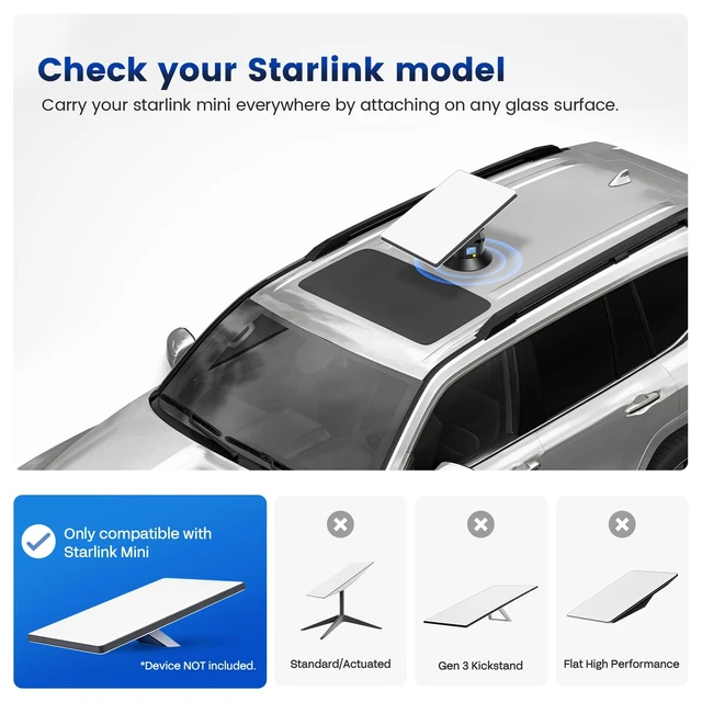 Alt view image 2 of 6 - Starlink Mini Mount, Electric Suction Cup Mount for Vehicle Roof Suction Bracket for Starlink Mini on Car, RV, Yacht.Take Your Starlink Mini Anywhere