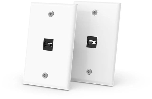 Main image of MPO Fiber Keystone Wall Plate, Single Gang 1-Port Panel, 2-Pack Designed for MPO Fiber Cable Installation, Enables Clean In-Wall Routing for Detachable Fiber Systems