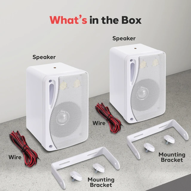Alt view image 6 of 7 - 3-Way Weatherproof Outdoor Speaker Set - 3.5 Inch 200W Pair of Marine Grade Mount Speakers - in a Heavy Duty ABS Enclosure Grill - Home, Boat, Poolside, Patio, Indoor Outdoor Use - PLMR24 (White)