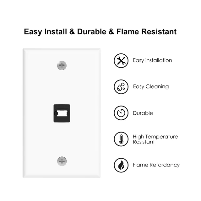 Alt view image 2 of 7 - MPO Fiber Keystone Wall Plate, Single Gang 1-Port Panel, 2-Pack Designed for MPO Fiber Cable Installation, Enables Clean In-Wall Routing for Detachable Fiber Systems