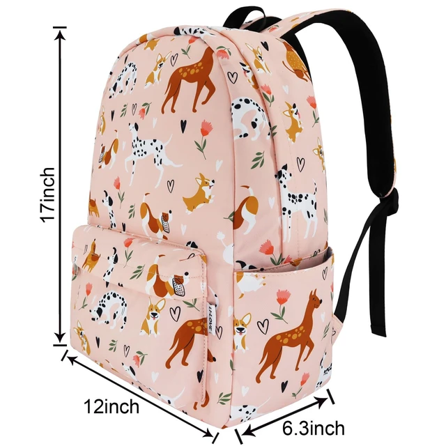 Alt view image 2 of 7 - Backpack for Girls Teens Kids Middle Elementary High School College Backpacks Cute Dog Flower Student Bookbags Travel Waterproof Book Bag Laptop Back Pack, Large, Dogs