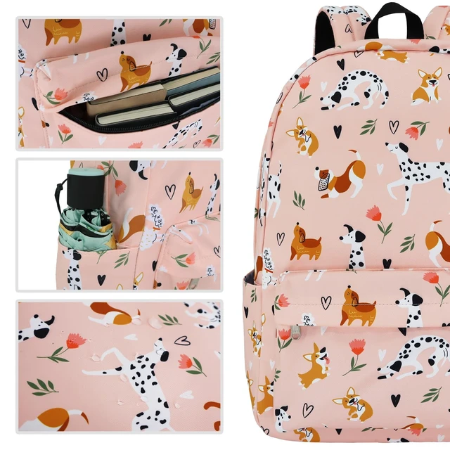 Alt view image 7 of 7 - Backpack for Girls Teens Kids Middle Elementary High School College Backpacks Cute Dog Flower Student Bookbags Travel Waterproof Book Bag Laptop Back Pack, Large, Dogs