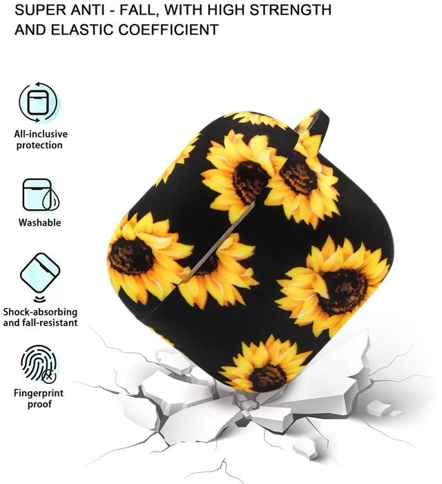 Alt view image 2 of 7 - Case Compatible with AirPods 4/5 Case,Soft Silicone Cover with Bracelet Lanyard and Keychain, Cute Wireless Charging Protective Case for Apple AirPods 4th,5th for Women and Men (Sunflower)