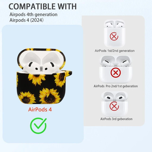 Alt view image 4 of 7 - Case Compatible with AirPods 4/5 Case,Soft Silicone Cover with Bracelet Lanyard and Keychain, Cute Wireless Charging Protective Case for Apple AirPods 4th,5th for Women and Men (Sunflower)