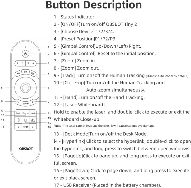 Alt view image 5 of 6 - Tiny Smart Remote 2 for Tiny 3 Lite/Tiny 3/Tiny 2 Lite/Tiny 2/Tiny 4K/Tiny 1080P/Tiny SE Webcam and UVC to HDMI Adapter 2nd Gen