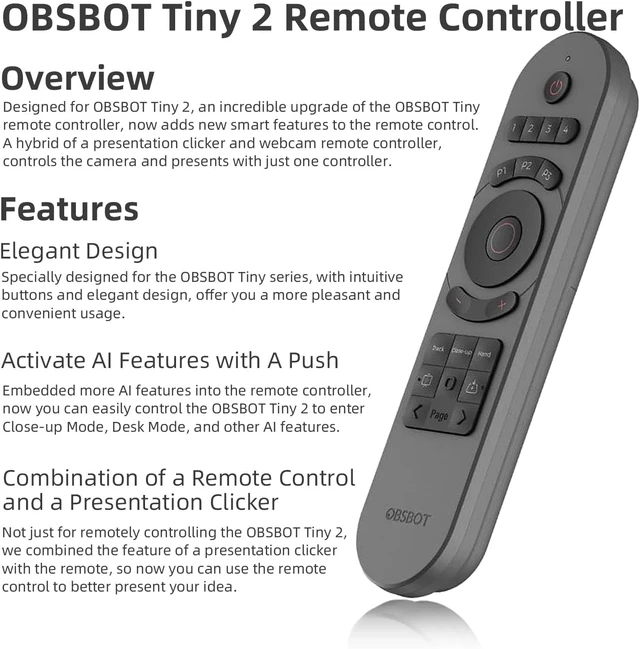 Alt view image 6 of 6 - Tiny Smart Remote 2 for Tiny 3 Lite/Tiny 3/Tiny 2 Lite/Tiny 2/Tiny 4K/Tiny 1080P/Tiny SE Webcam and UVC to HDMI Adapter 2nd Gen