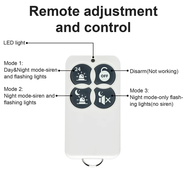 Alt view image 4 of 7 - Solar-Powered Motion Sensor Outdoor Alarm Clock 120-decibel Safety Alarm Light IP65 Waterproof Rating Remotely Adjustable Four Operating Modes Ideal for Homes, Farms, Barns, Yards, and More
