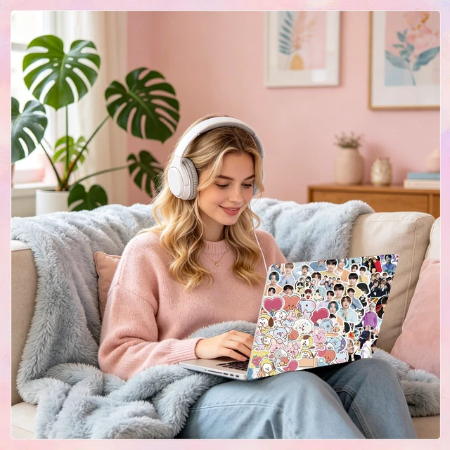 Alt view image 2 of 7 - Kpop Stickers (200 Pcs) Cute Singer PVC Sticker, Gifts for Laptop Water Bottle Skateboard Party Supplies Decorations Teens