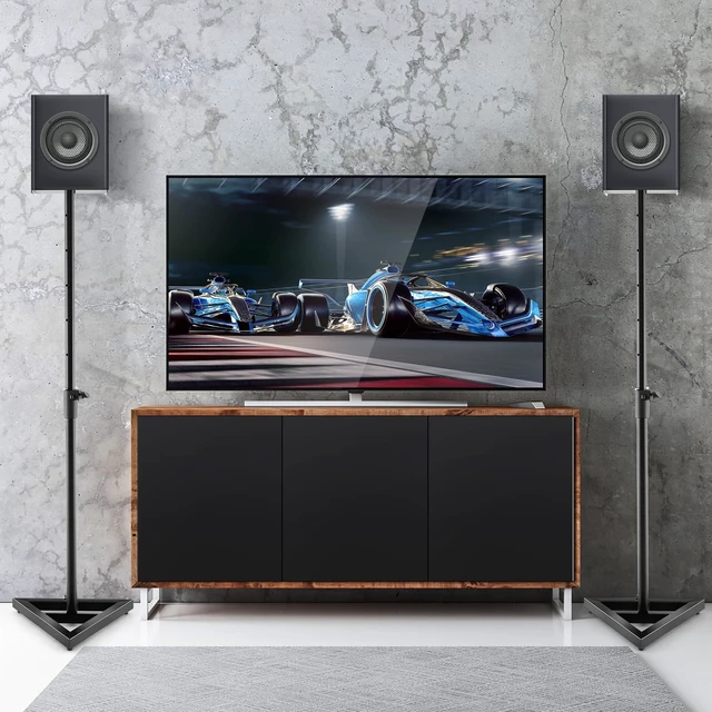 Alt view image 2 of 7 - Speaker Stands Pair, Height Adjustable Floor Speaker Stands with Cable Management, Surround Sound Speaker Stand for Bookshelf Speakers, Universal Studio Monitor Stands for Home & Office