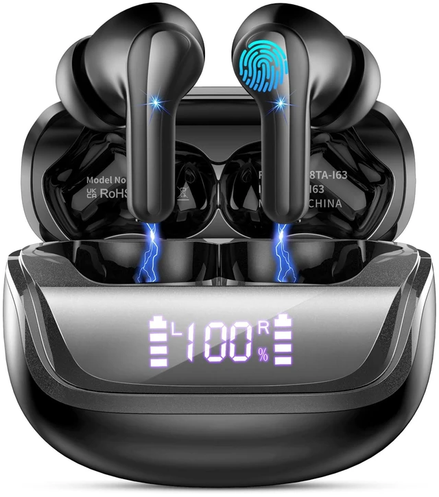 Main image of Wireless Earbuds, Bluetooth 5.4 Headphones with ENC Noise Canceling Mics, 45H Playtime Dual LED Display, in-Ear Earphones Deep Bass Stereo, IP7 Waterproof Wireless Headphones for Android iOS