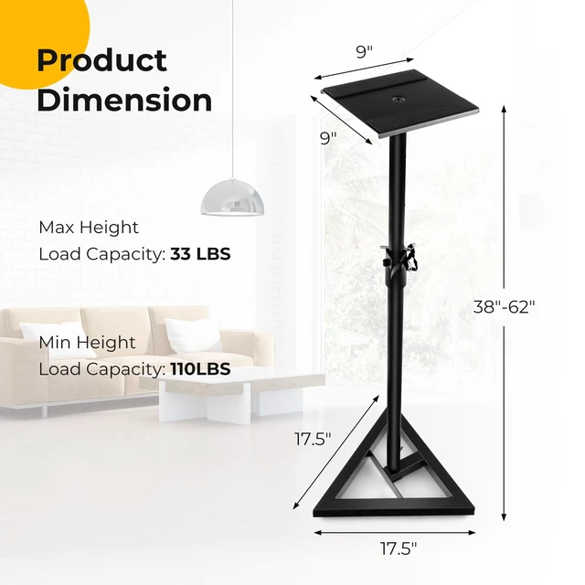 Alt view image 5 of 7 - Speaker Stands Pair, Height Adjustable Floor Speaker Stands with Cable Management, Surround Sound Speaker Stand for Bookshelf Speakers, Universal Studio Monitor Stands for Home & Office