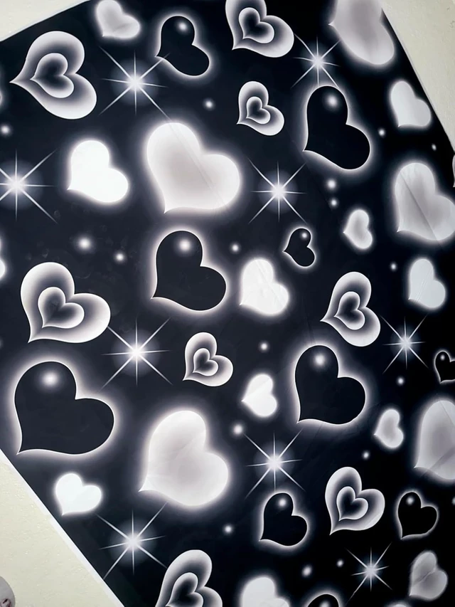 Alt view image 7 of 7 - Black Heart 2000s Backdrop Banner Sweet Y2K Photography Background Early 2000s Party Decorations Photo Banner Props Supplies (Black, 8x6FT(2.4m x 1.8m))